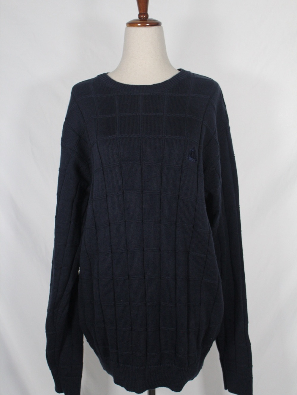 90s Izod Dark Navy Textured Crewneck Preppy Sweater